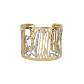 14k Thin Diamond Note Cuff