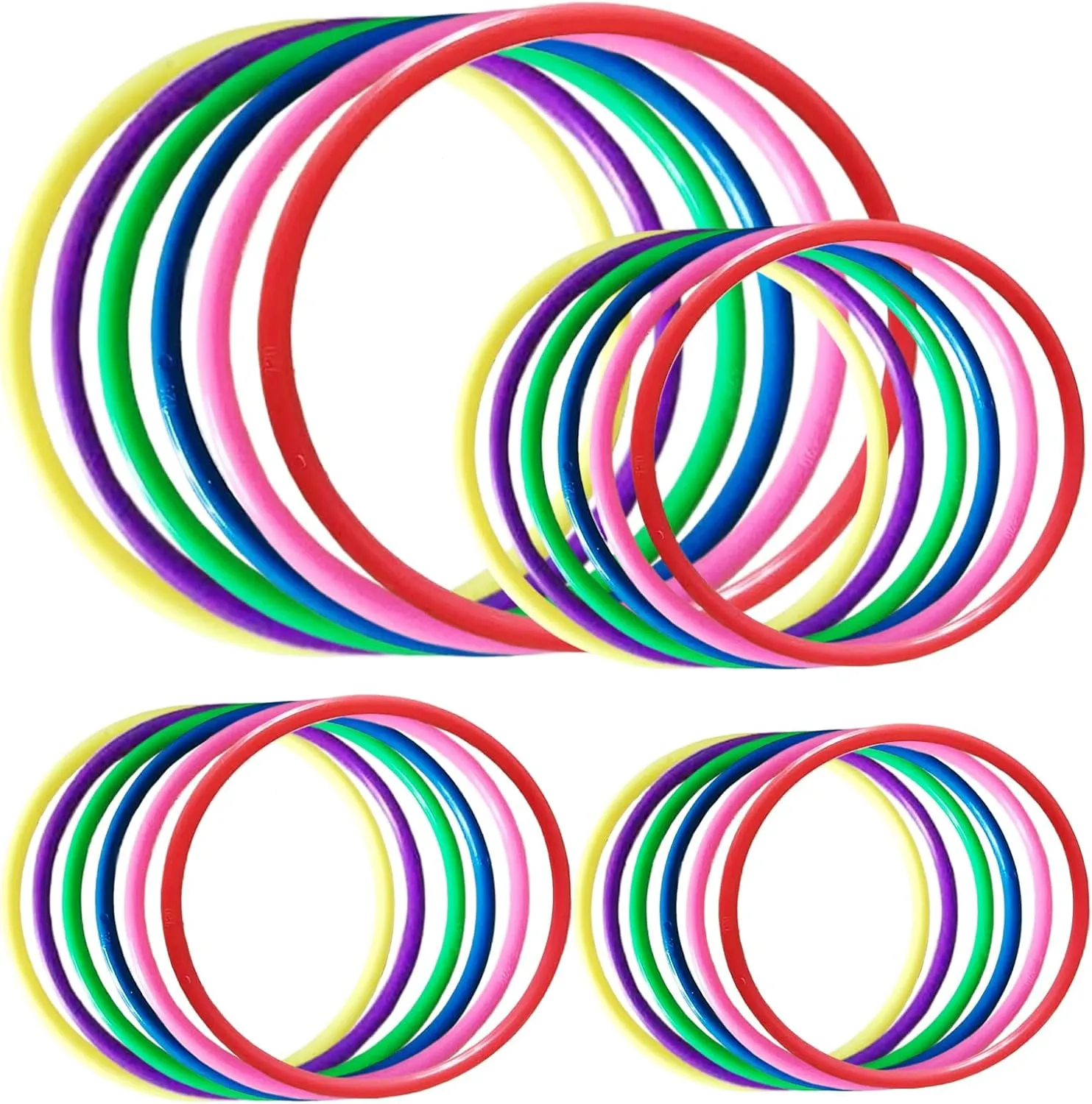 24PCS-4 Sizes Plastic Toss Rings Ring Toss Game, Speed and Agility Practice Games, Garden Backyard Outdoor Games, Bridal Shower Game,Family Party Game Toss Rings (Random Colors)