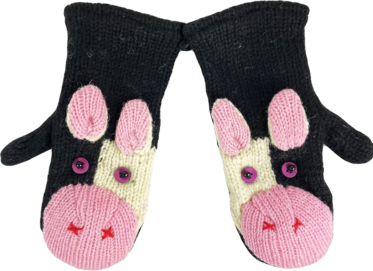 Agan Traders Lamb's Wool Animal Mitten Glove Fleece Lined Warm Stylish For Cold Weather From Himalaya