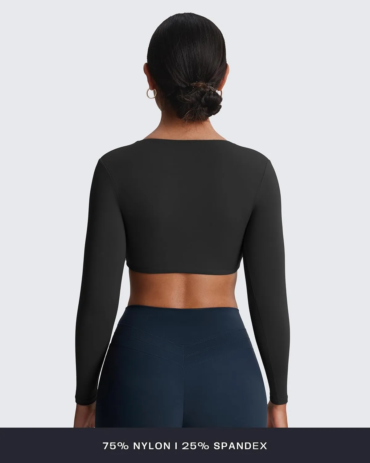 Aoxjox Long Sleeve Crop Tops for Women Sienna Twist Deep V Workout Cropped T Shirt Top