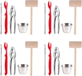 Artcome 22 Piece Seafood Tools Set for 4 People including 4 Lobster Crab Crackers 4 Lobster Shellers 6 Seafood Forks 4 Sauce Cups and 4 Lobster Crab Mallets