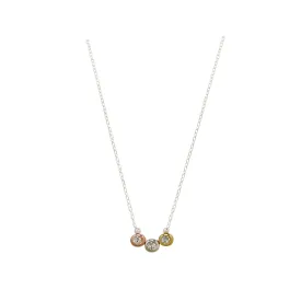 Ava Tricolor CZ Necklace, Sterling Silver