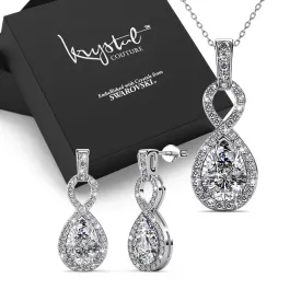 Boxed Eternal Twist Drop Jewellery Set with SWAROVSKI Crystal in White Gold