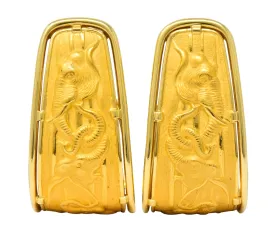Carrera Y Carrera 18 Karat Gold Large Elephant J Hoop Earrings
