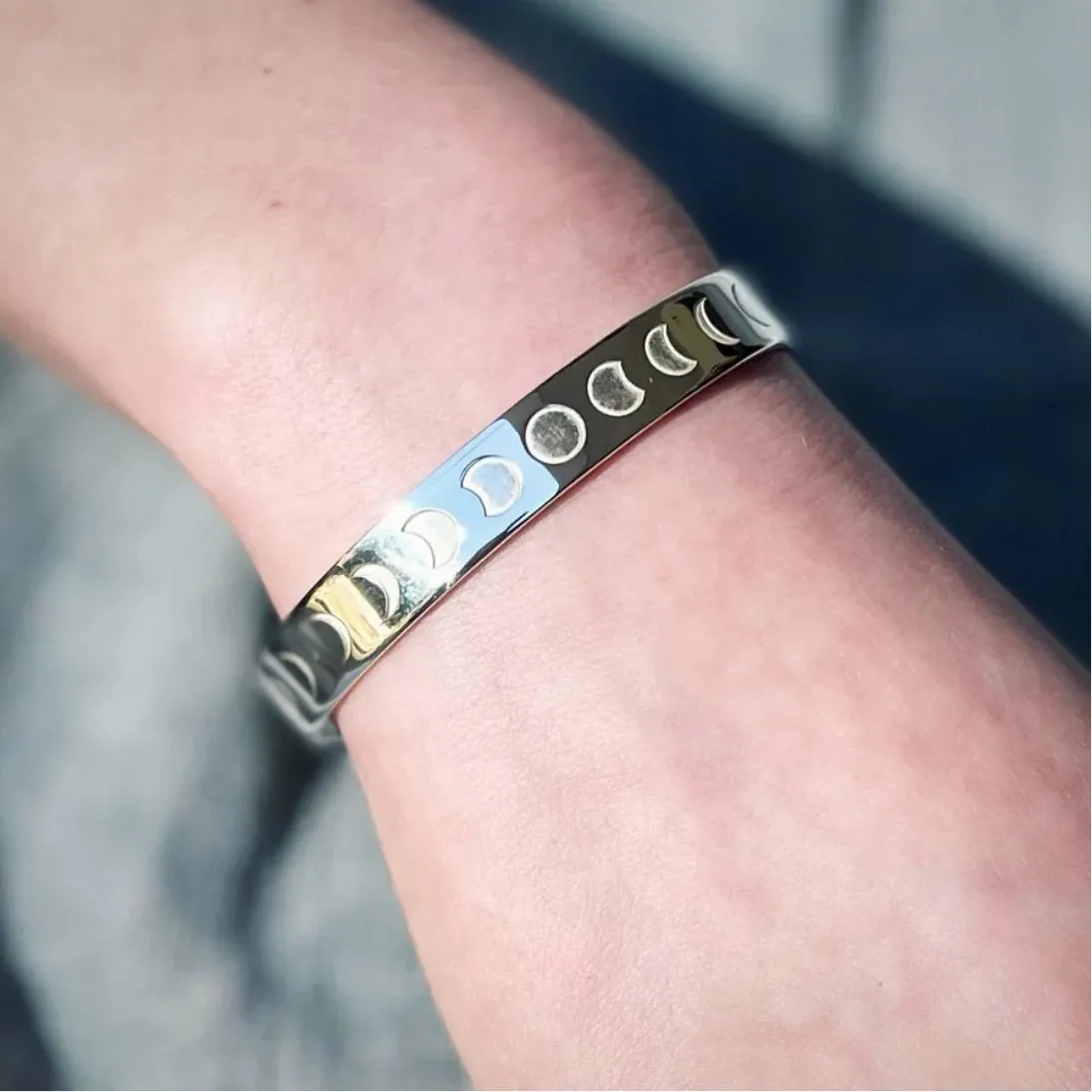 Carter Gore Luna Phases Engraved Bangle Sterling Silver