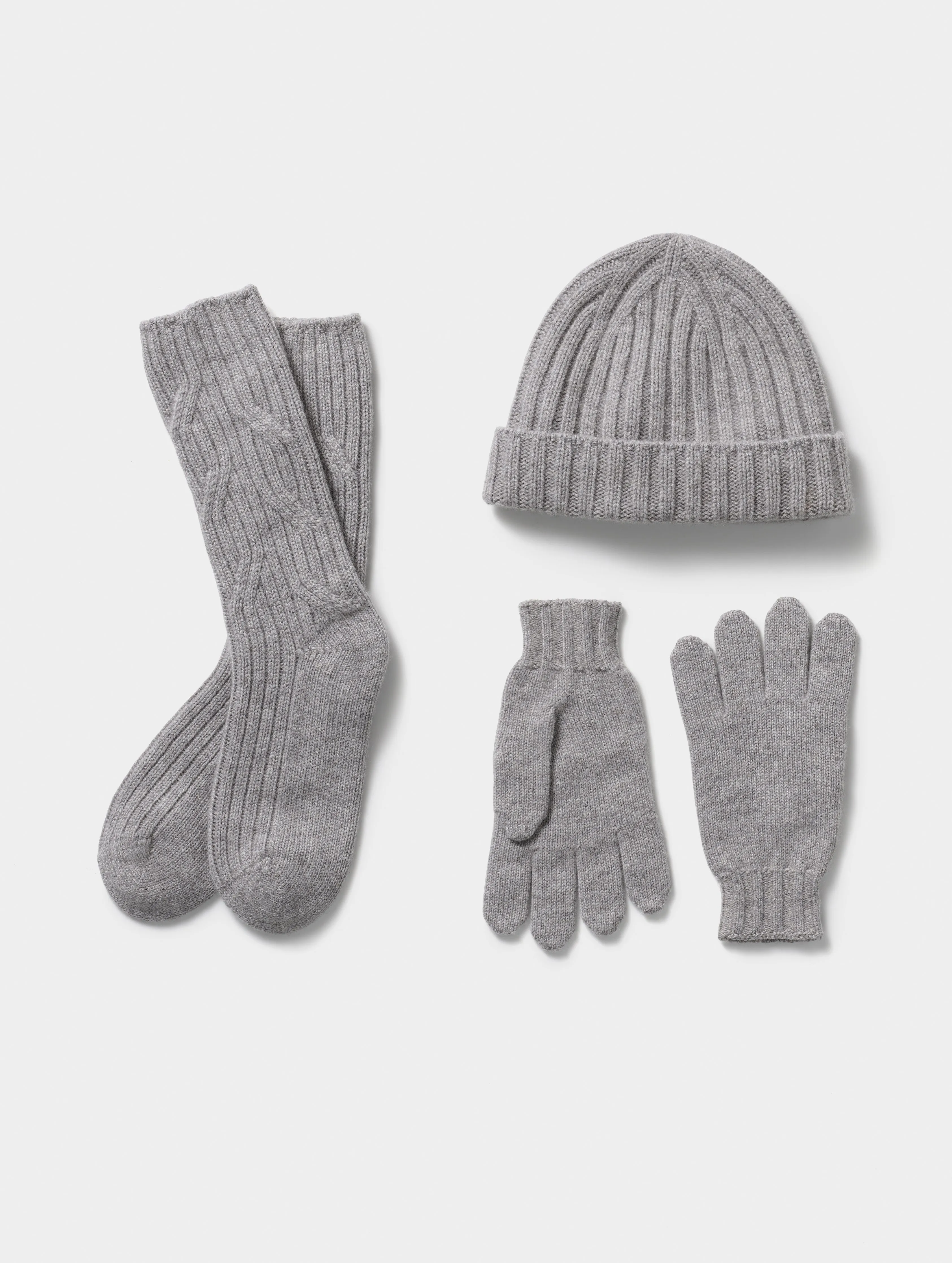 Cashmere Accessories Set - Light Heather Grey
