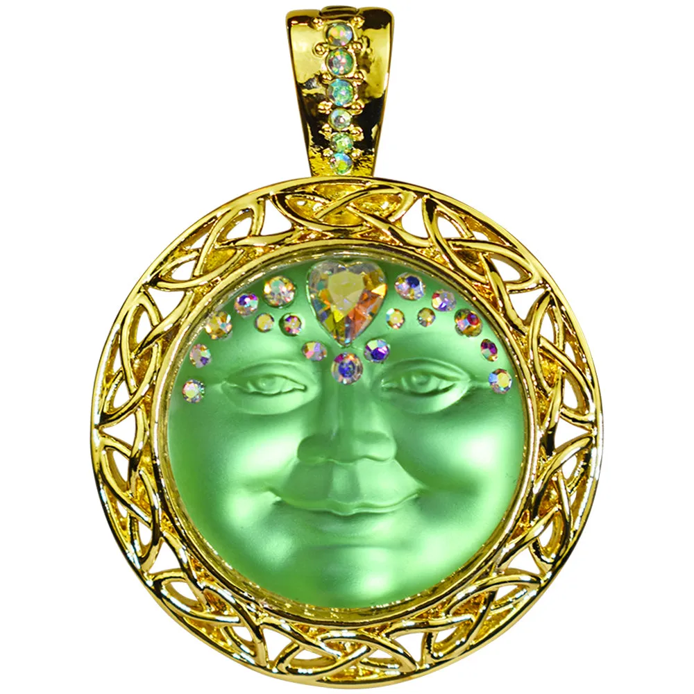 Celtic Knot 25mm Sweetheart Illusion Seaview Moon Foldover Pendant (Goldtone)