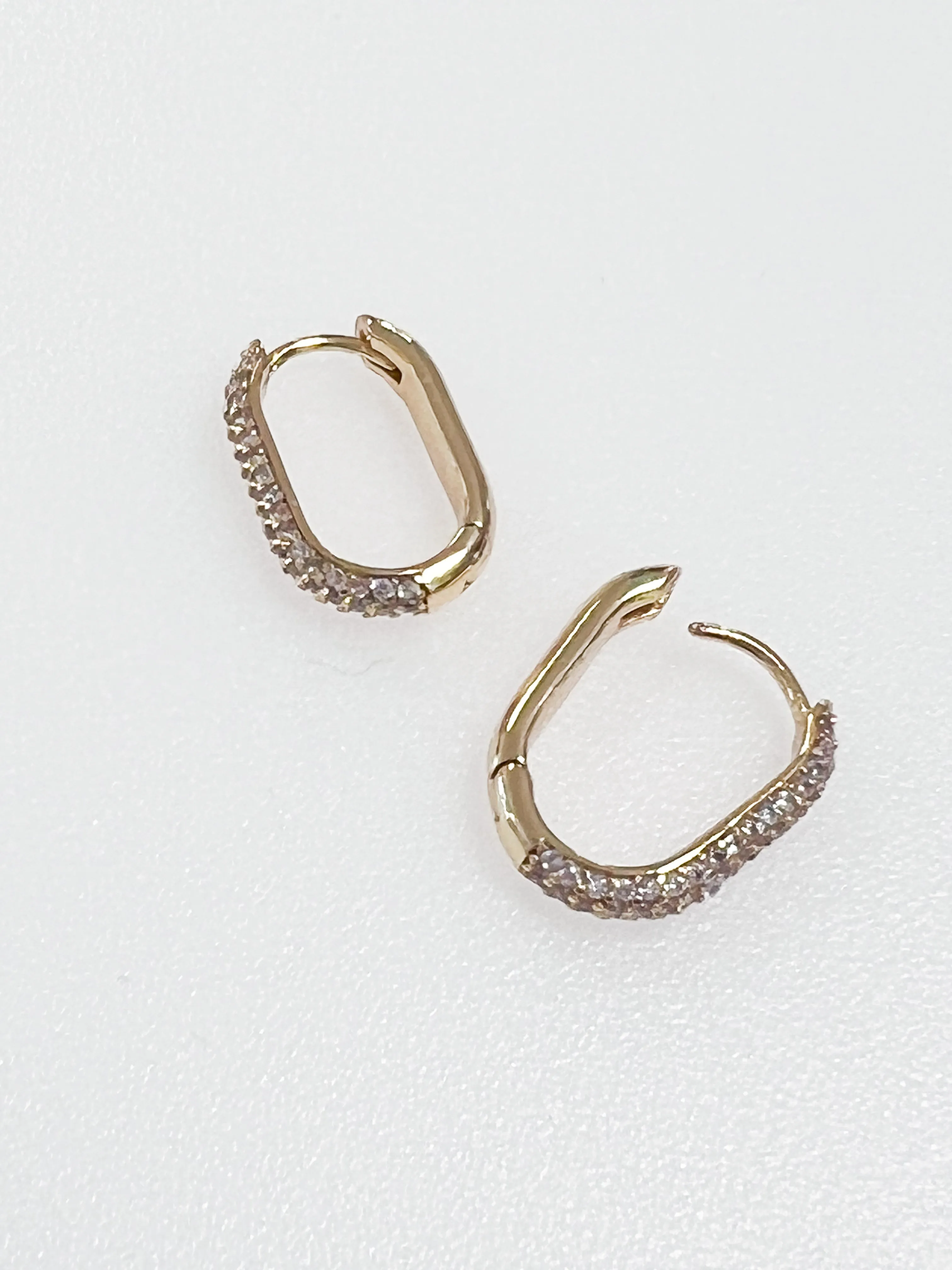 Charleigh - Pavé Gold Oval Mini Hoops