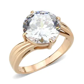 CJ3785 Wholesale Women's Stainless Steel IP Rose Gold Clear AAA Grade Cubic Zirconia Ring