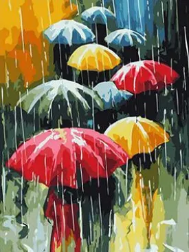 Colorful Umbrellas - Paint by Numbers Kit