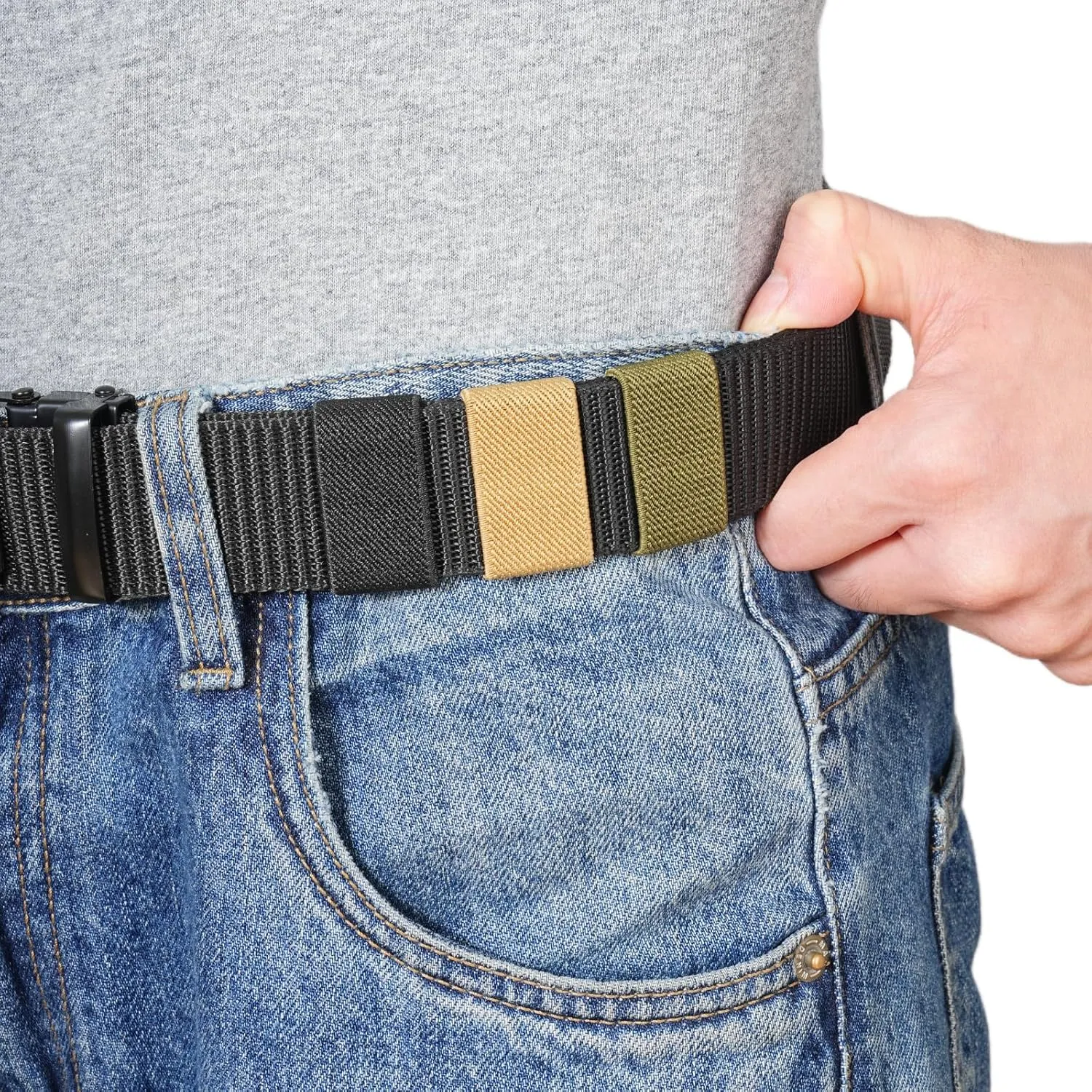Elastic Belt Keepers for Duty & Backpack Straps, Nylon Webbing Keeper for 1.5"-2" Wide Belts