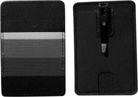 FORZEN Minimalistic Card Holder Wallet for Men and Women, Slim Elastic Vertical Credit Card Holder and Men Front Pocket Wallet with Clip (Black Stripe)