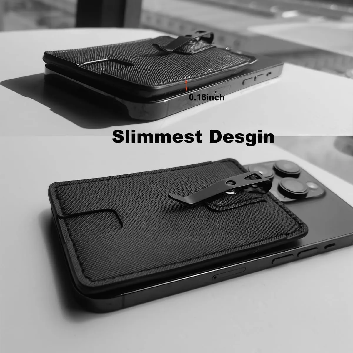 FORZEN Minimalistic Card Holder Wallet for Men and Women, Slim Elastic Vertical Credit Card Holder and Men Front Pocket Wallet with Clip (Black Stripe)