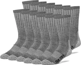 FUN TOES Merino Wool Socks For Men Hiking Boot Thermal Warm Cushioned Crew 6 Pairs