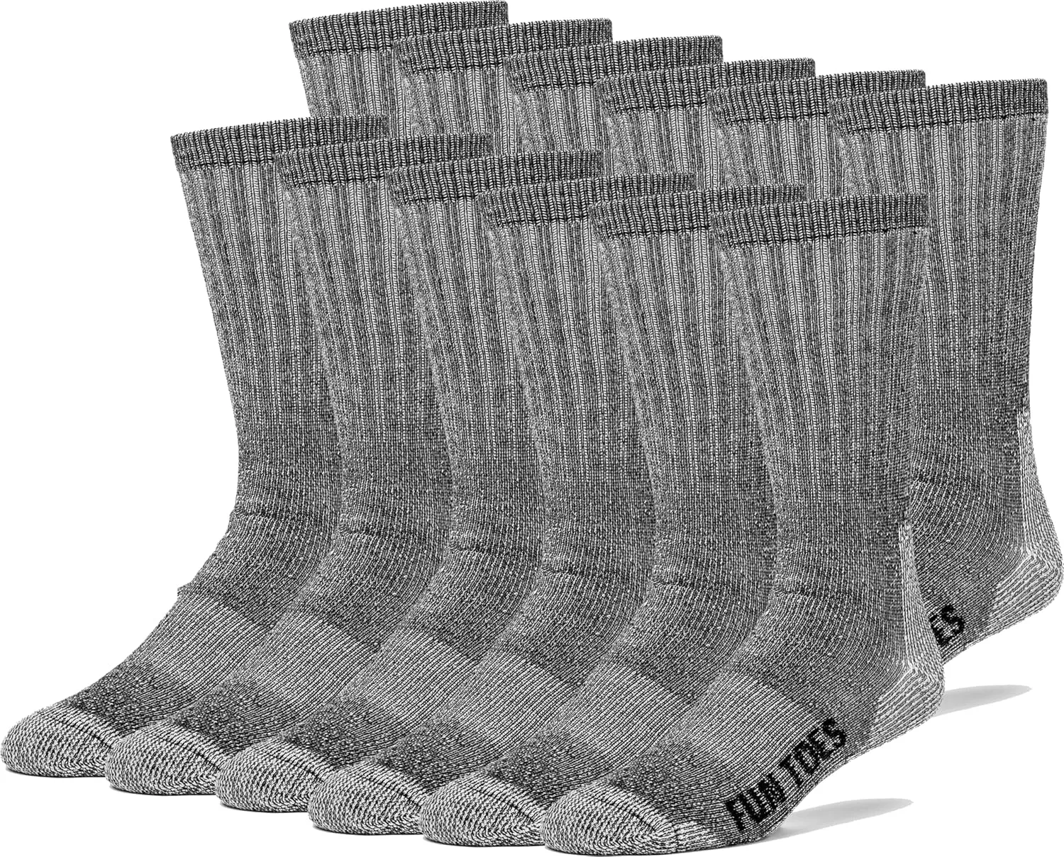 FUN TOES Merino Wool Socks For Men Hiking Boot Thermal Warm Cushioned Crew 6 Pairs