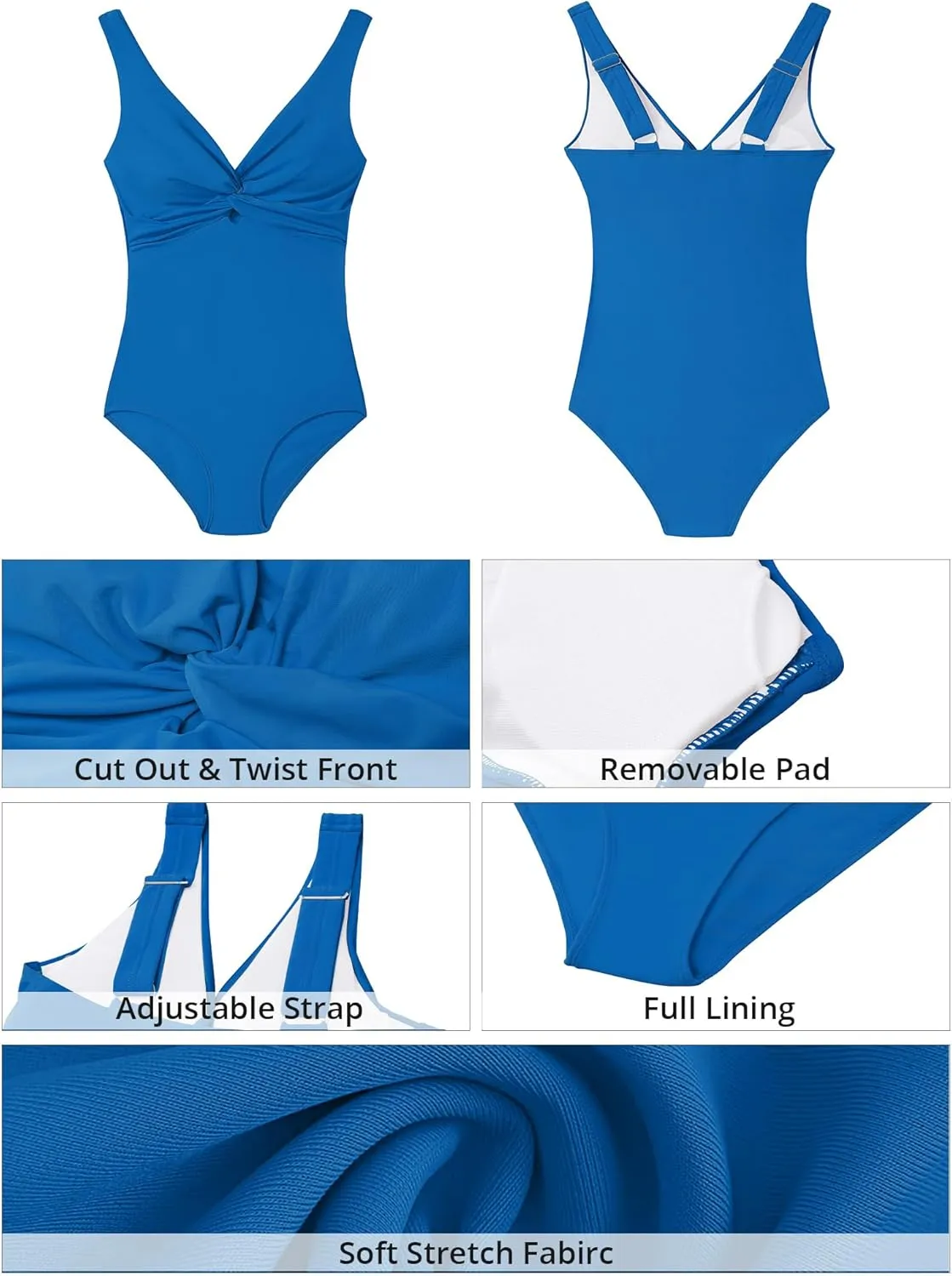 GRAPENT One Piece Swimsuit Women Padded Twist Knot Cut Out Adjustable Straps Bathing Suits Beach Modest Swimming Suits