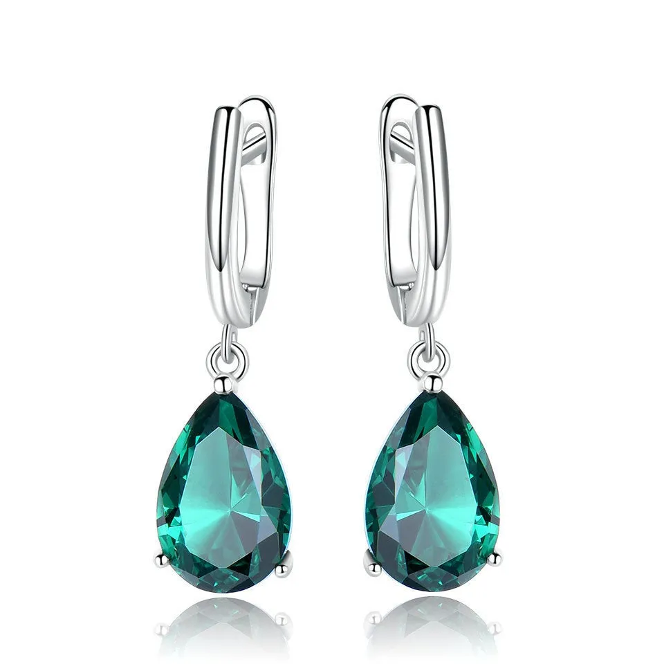 Green Crystal Tear Drop Earrings Everyday Minimal Earrings Bridesmaid Earring Simple Classic Earrings Gift for Her Dangle Earring Girlfriend