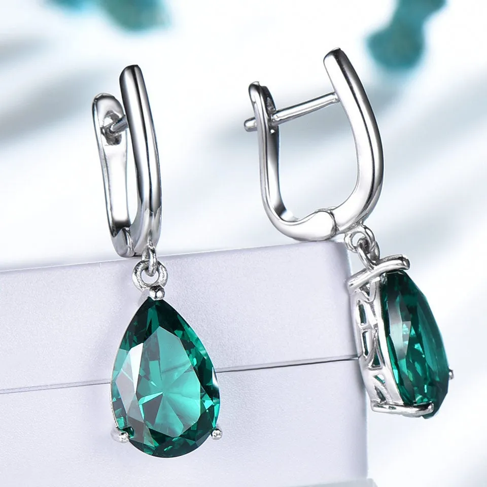 Green Crystal Tear Drop Earrings Everyday Minimal Earrings Bridesmaid Earring Simple Classic Earrings Gift for Her Dangle Earring Girlfriend