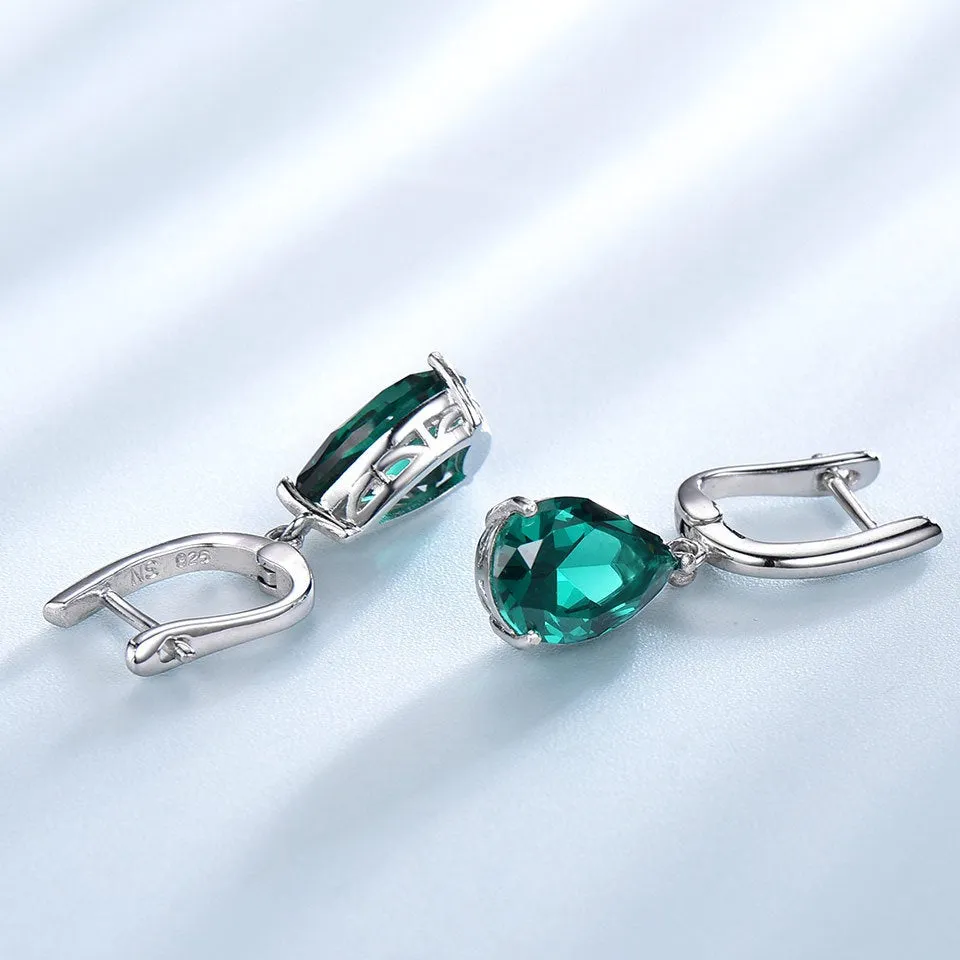 Green Crystal Tear Drop Earrings Everyday Minimal Earrings Bridesmaid Earring Simple Classic Earrings Gift for Her Dangle Earring Girlfriend