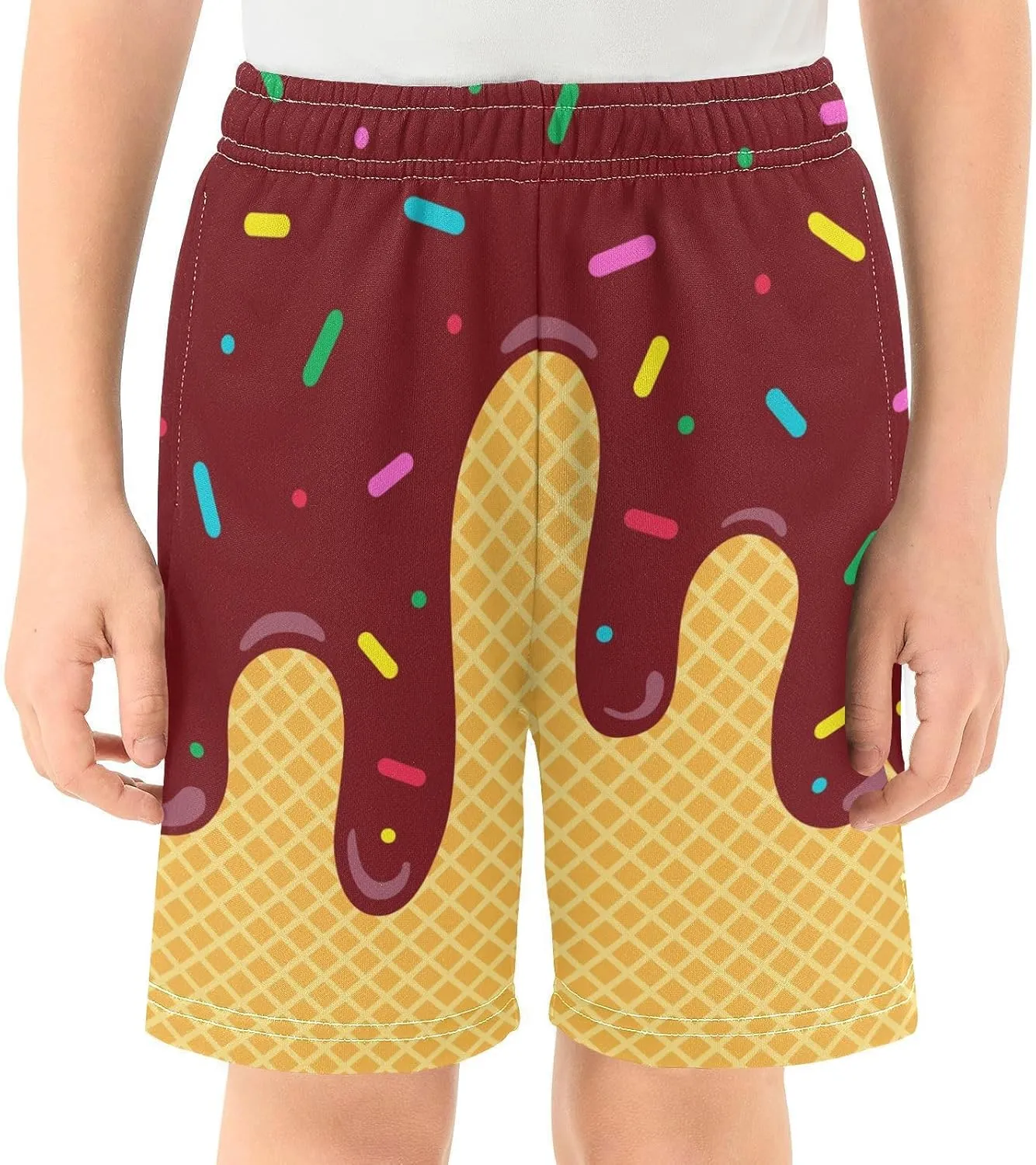 Ice Cream Shorts Baseball Boys Summer Cute Preppy Boy Swim Trunks Toddler Beach Board Shorts with Pockets 2-14 Y