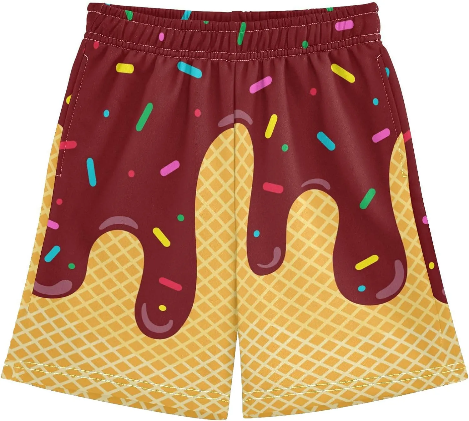 Ice Cream Shorts Baseball Boys Summer Cute Preppy Boy Swim Trunks Toddler Beach Board Shorts with Pockets 2-14 Y