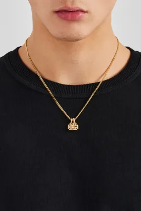 Iced Double Cross Motif Cuban Necklace - 10mm - Gold