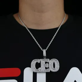 Iced Out Big CEO Letter Pendant Necklace for Men Women