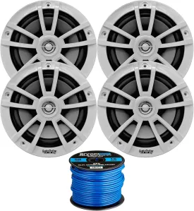 Infinity 6.5" Marine Speakers (Qty 4) 2 Pairs of OEM Replacement Speakers w/ Enrock 50ft Wire (White) 622MWB