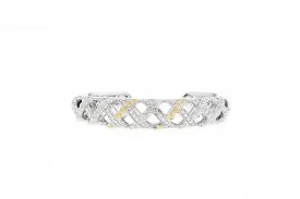 Italian Sterling Silver Hinge Bracelet with 0.52ct. diamonds and 14K solid yellow gold accents