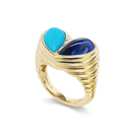 Jumbo Sweetheart Ring Turquoise & Blue Sapphire