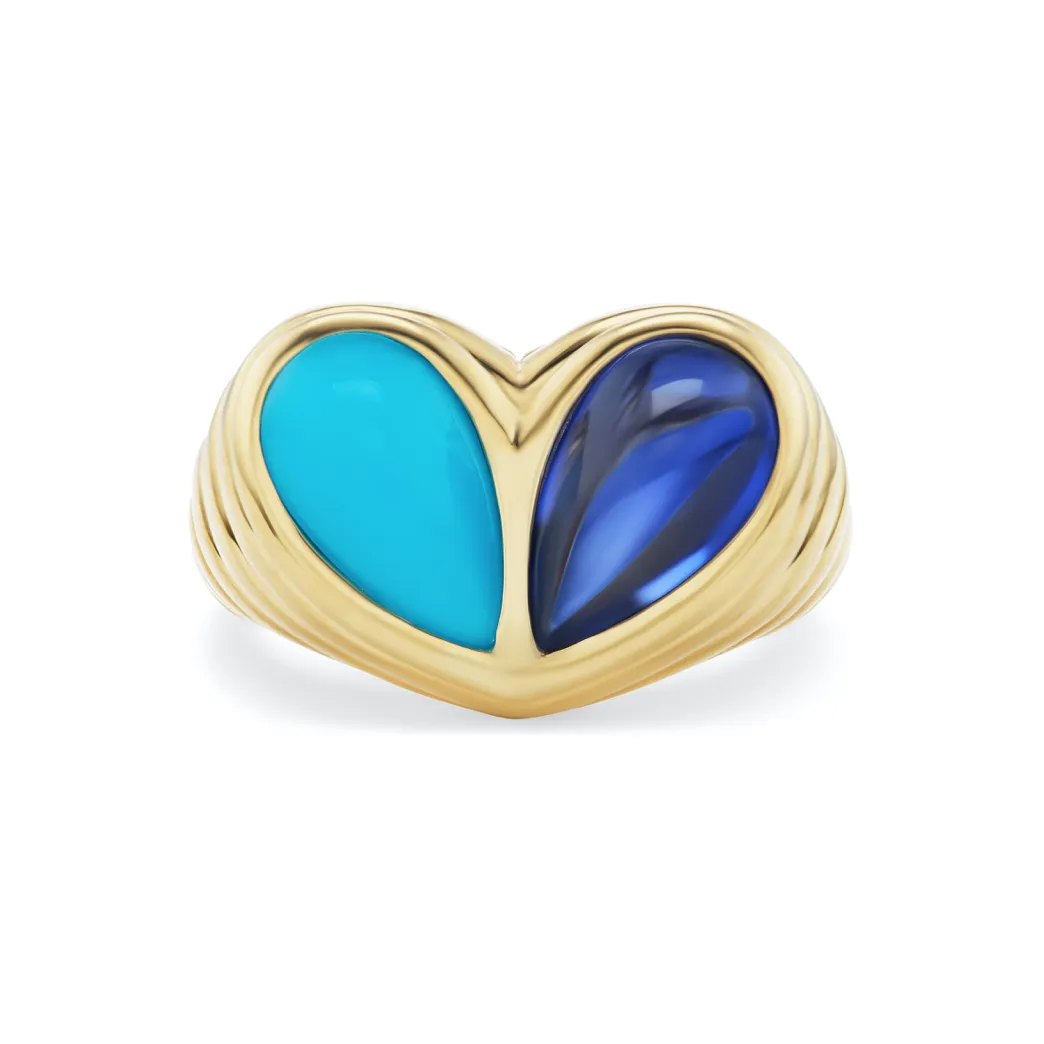 Jumbo Sweetheart Ring Turquoise & Blue Sapphire