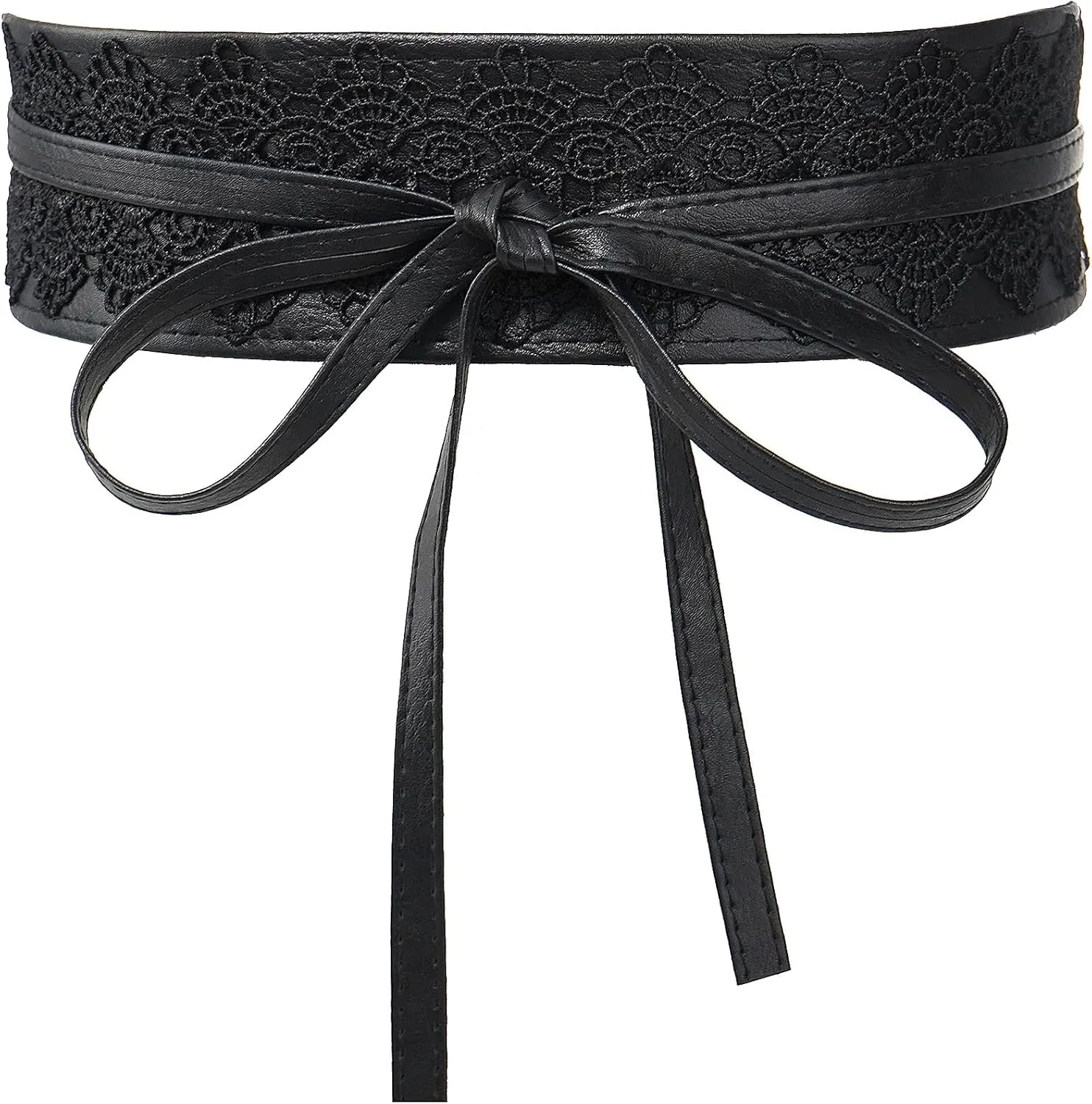 Lace-up Waist Belt Faux Leather Corset Belt Tie Wrap Bowknot Waistband for Women