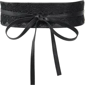 Lace-up Waist Belt Faux Leather Corset Belt Tie Wrap Bowknot Waistband for Women