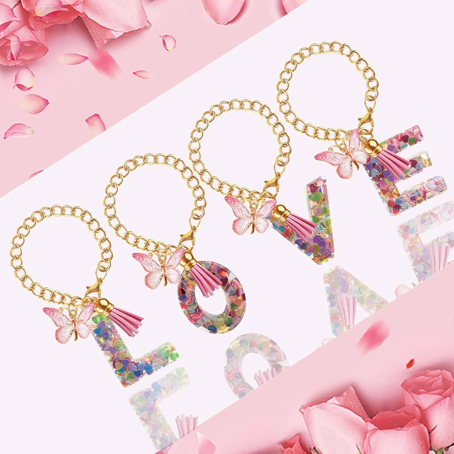Letter Charm Accessories for Stanley Cup with Handle, Cute Initial Letter A Keychain Handle Charm with Butterfly for Stanley Tumbler for Women Girls