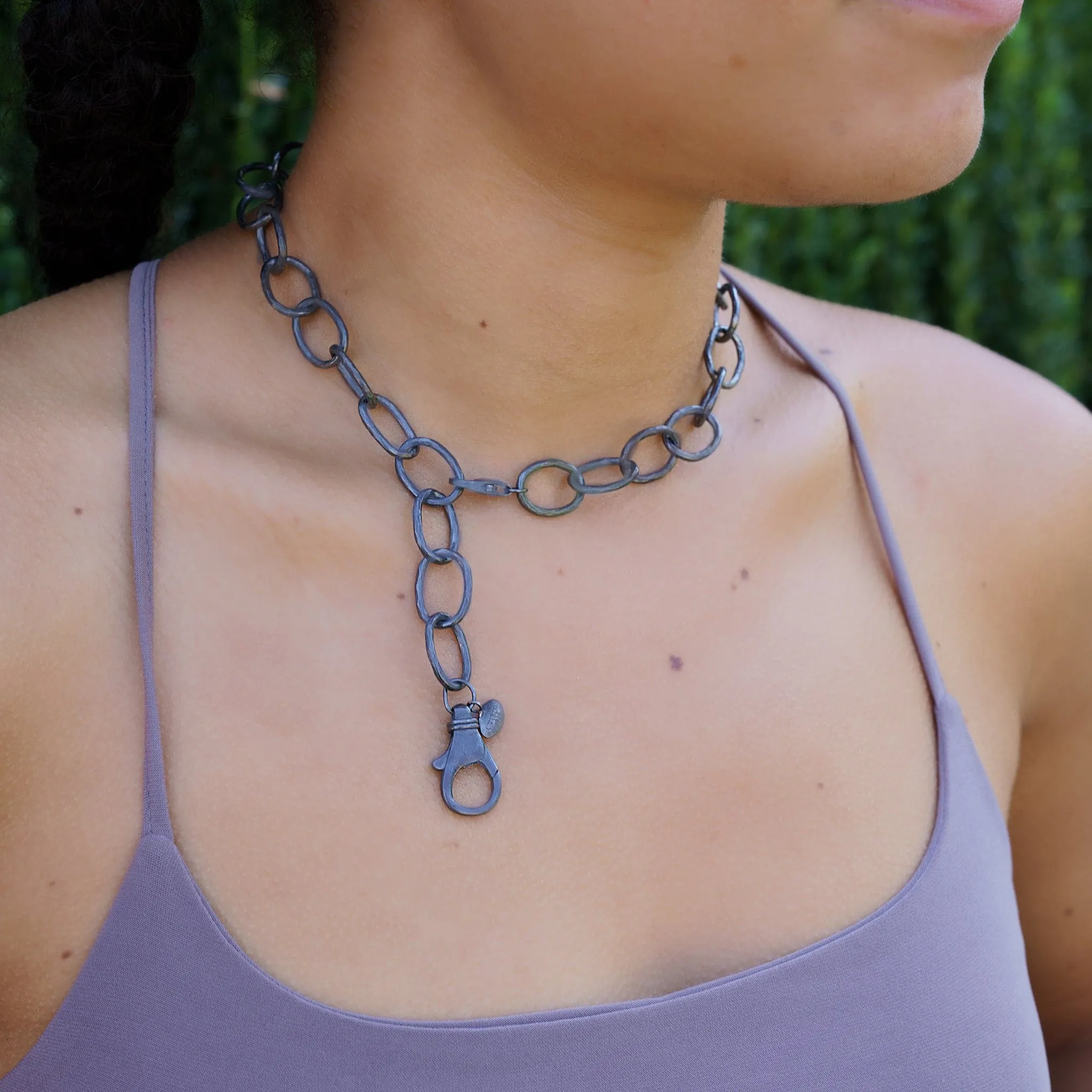 Lika Behar Oxidized Sterling Silver Oval Links Chain Necklace