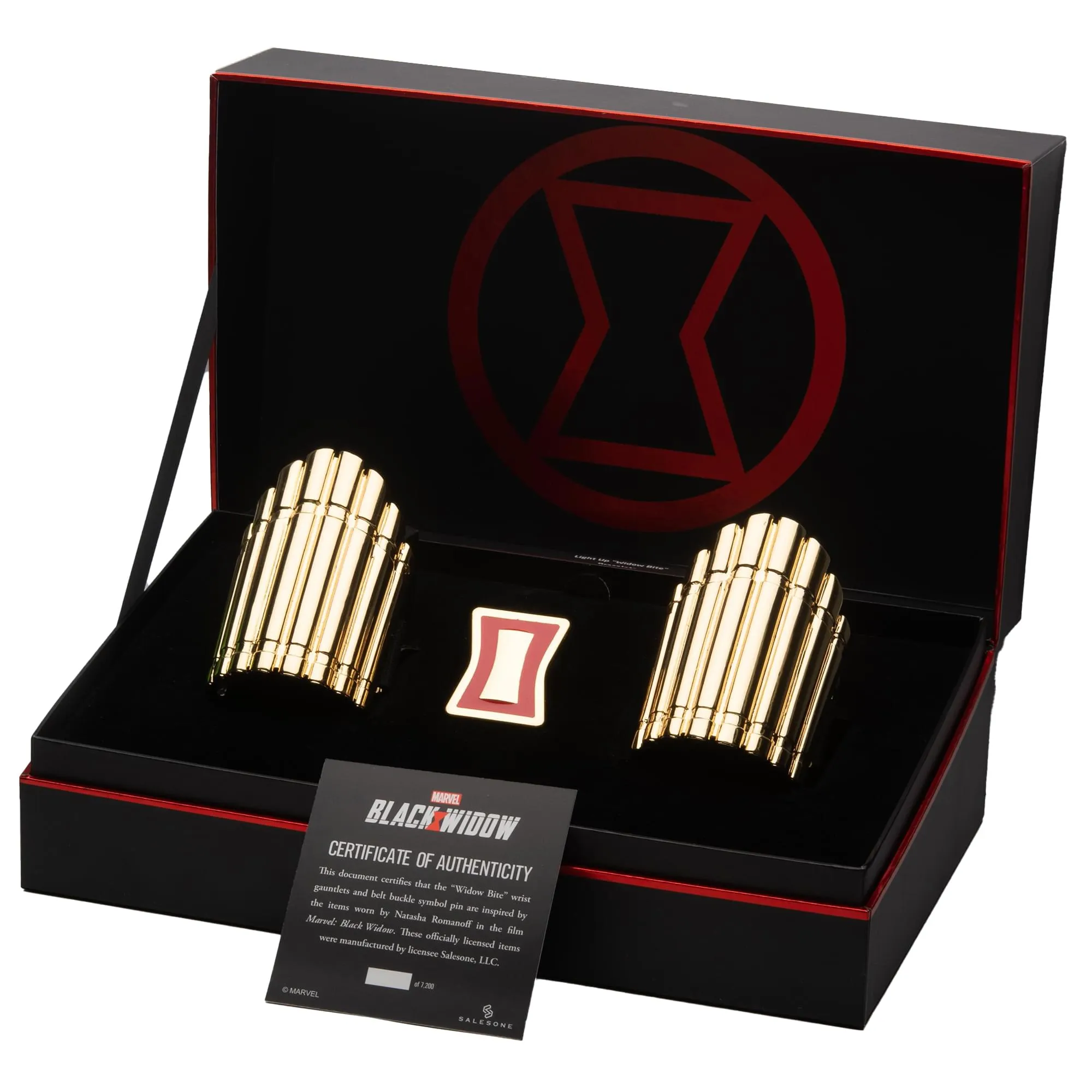 Marvel Black Widow Light-Up LED Bracelets and Belt Pin Replica Box Set