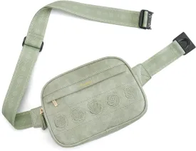 MEITRUE Belt Bag for Women Leather Fanny Pack Fashionable Small Crossbody Bags for Women Rose Embroidery Waist Bags with Adjustable Strap, Green