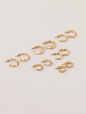 Metallic C- Hoop Earrings Set