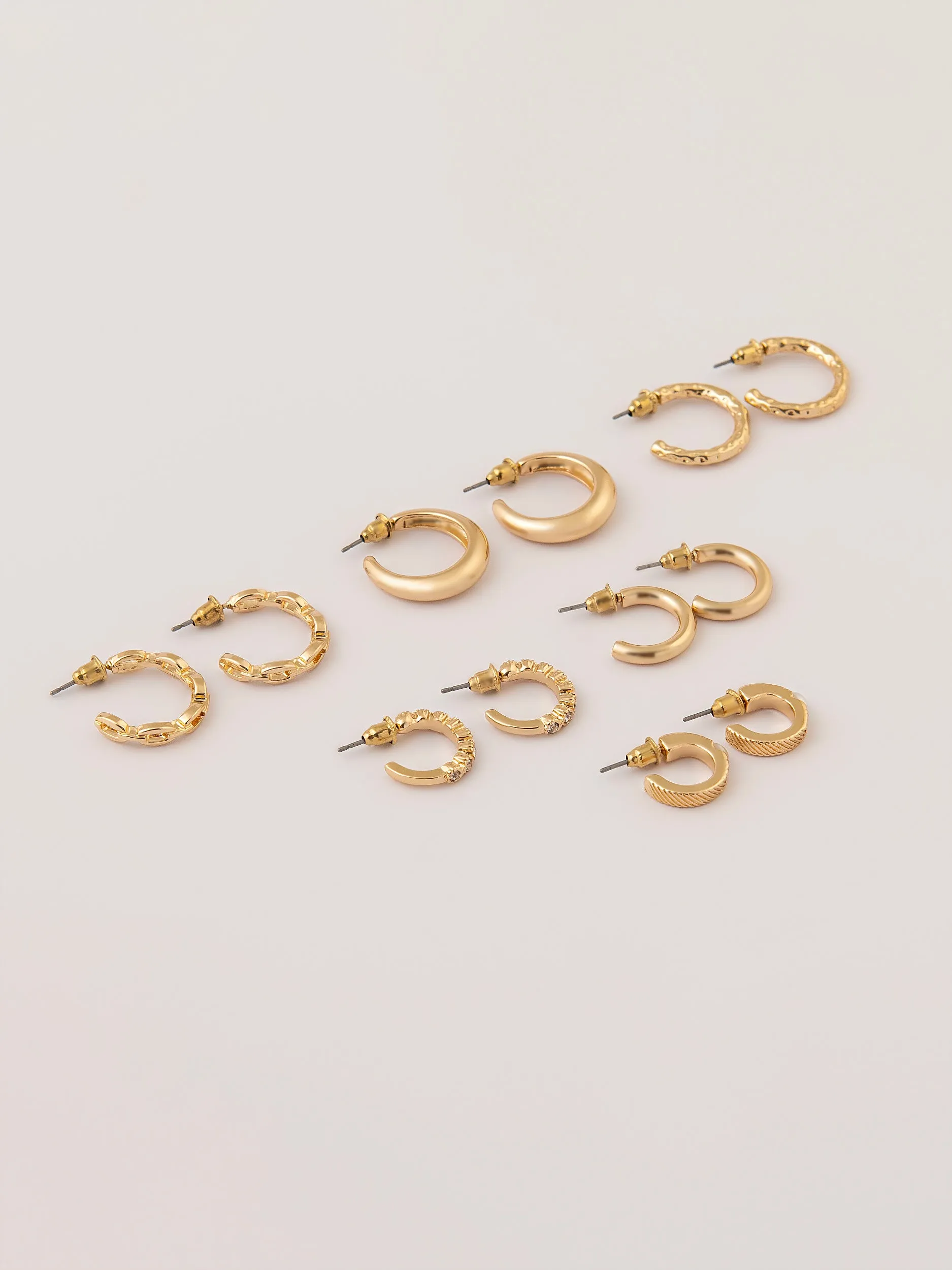 Metallic C- Hoop Earrings Set