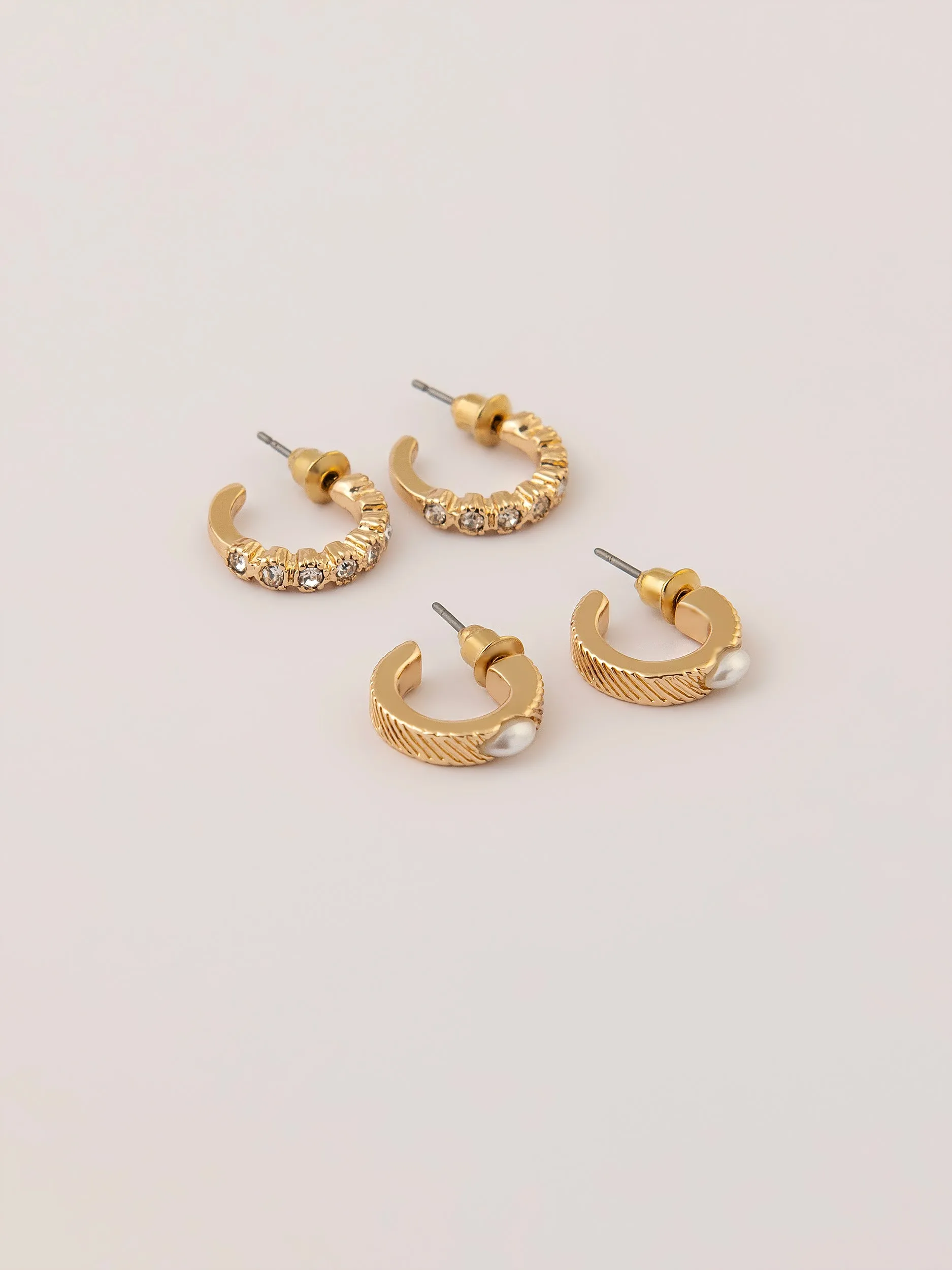 Metallic C- Hoop Earrings Set