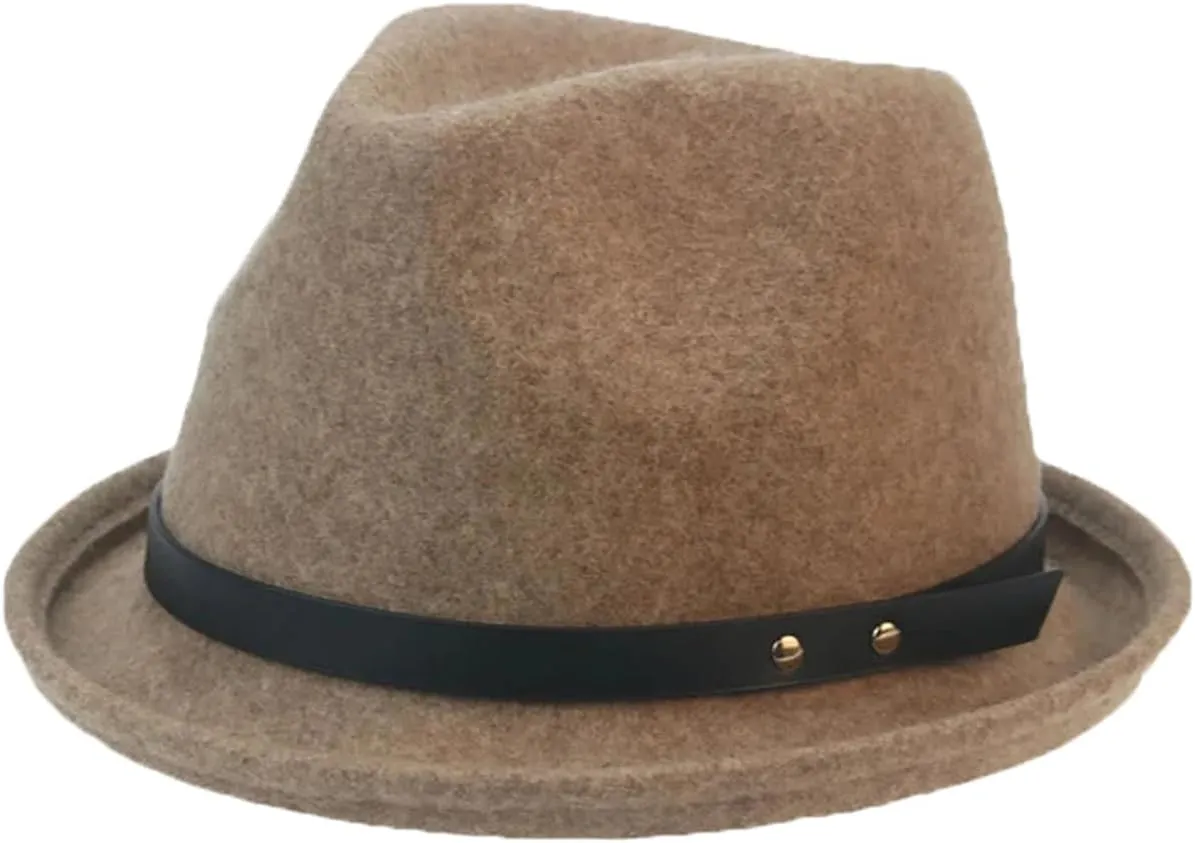 Mnjyihy Women Wool Fedoras Hats Men Outdoor Casual Wool Panama Formal Church Short Brim Hats