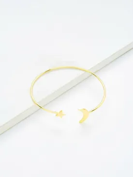 Moon & Star Design Cuff Bracelet