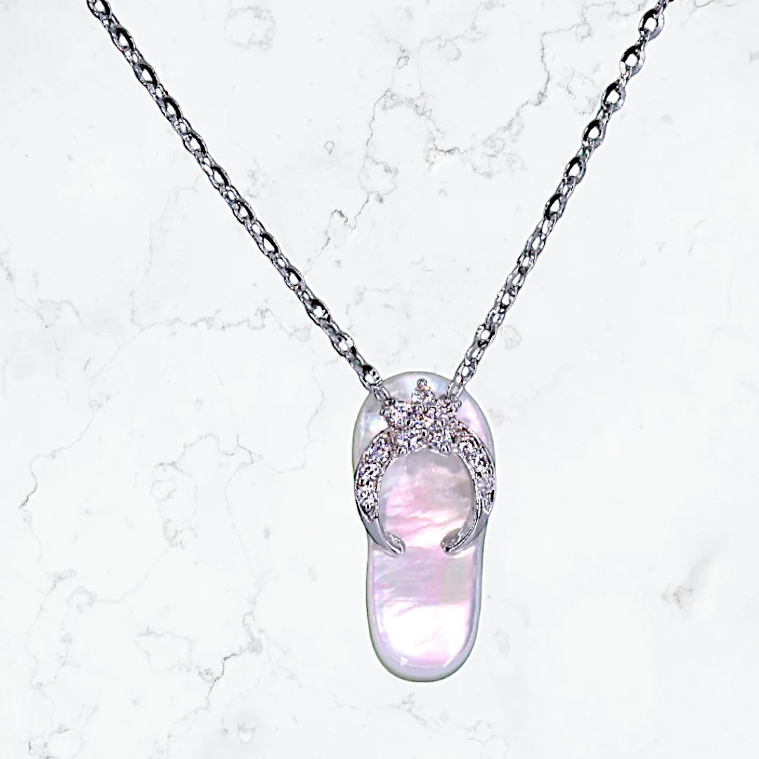 Mother of Pearl Flip Flop Necklace