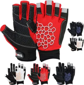 MRX BOXING & FITNESS Sailing Gloves Sticky Palm Gripy Glove Yachting Kayak Dinghy Fishing Short Finger Multi Colors (Black/Red, S)