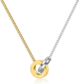 NUZON 2-Tone Interlocking | Sunburst Heart | CZ Evil Eye | Single Pearl | Love Heart Pendant Necklace for Women 18K Gold Chain Necklace Protection Prayer Faith Jewelry