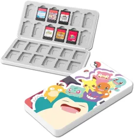 PERFECTSIGHT Cute Game Card Case for Nintendo Switch/Switch Lite/OLED, 24 Game Holder Cartridge Case for Game Cards and 24 SD Cards, Kawaii Portable Compact Storage Box (Poke)