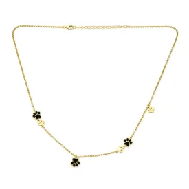Pet Animal Dog Cat Multi Black Paw Prints Necklace Gold Silver Plated
