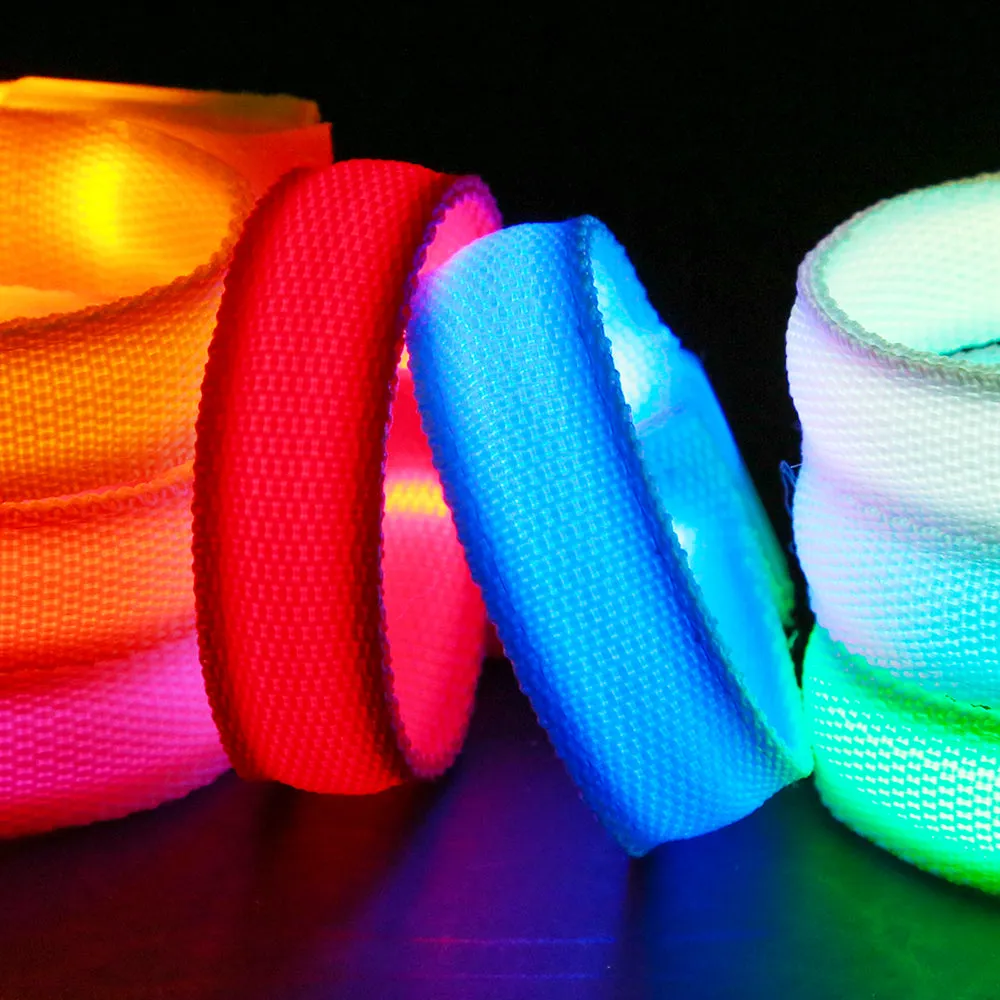PROLOSO LED Armbands, Light Up Bracelets, Flashing Sports Wristband Pack of 8 Glow in The Dark Party Supplies