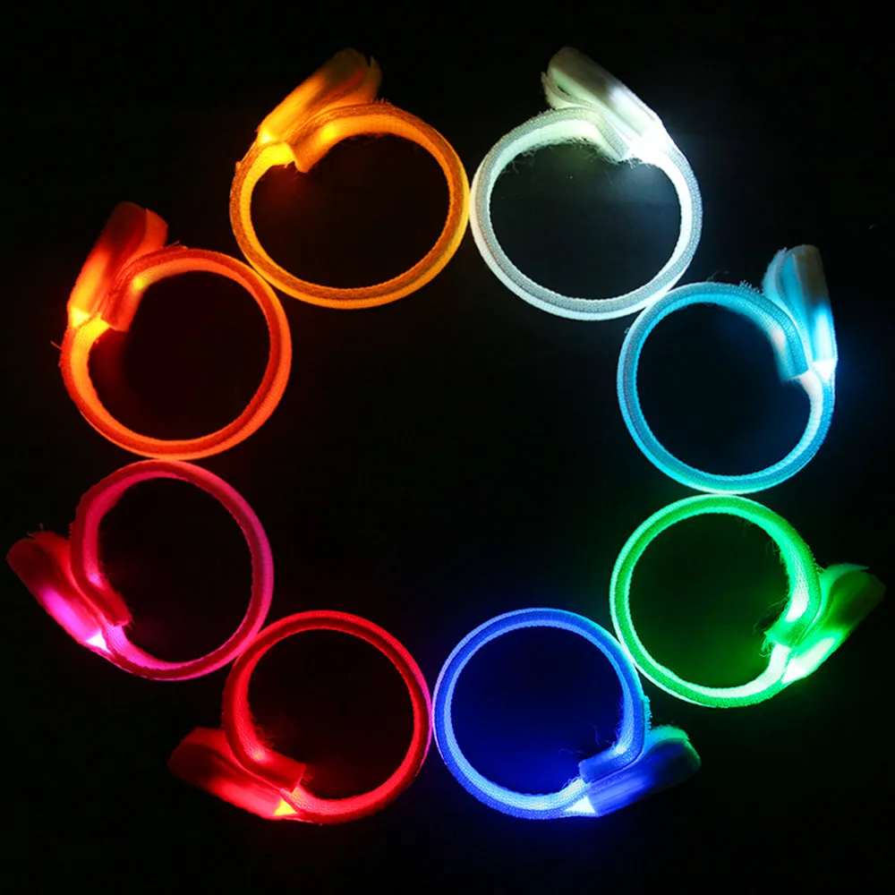 PROLOSO LED Armbands, Light Up Bracelets, Flashing Sports Wristband Pack of 8 Glow in The Dark Party Supplies