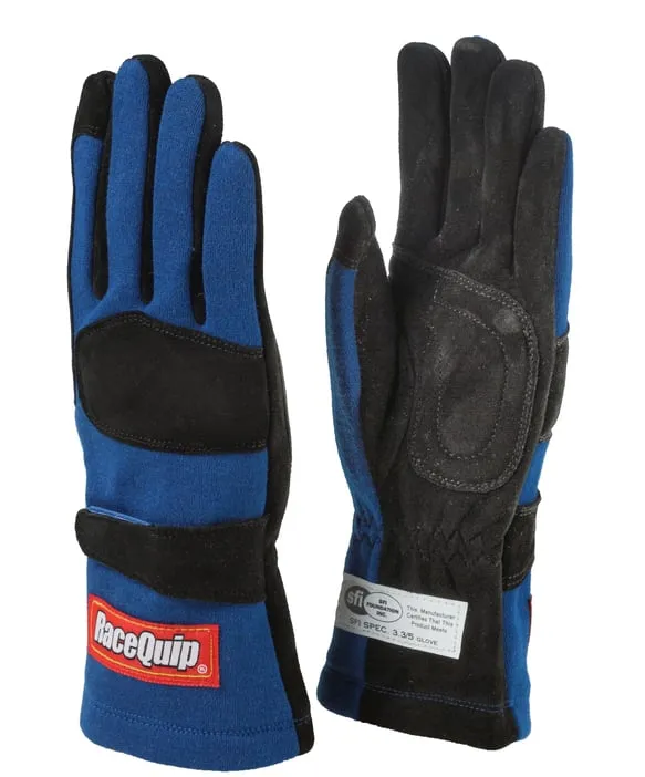 RaceQuip 355 Series 2 Layer Nomex Race Gloves - Blue - Small - 355022